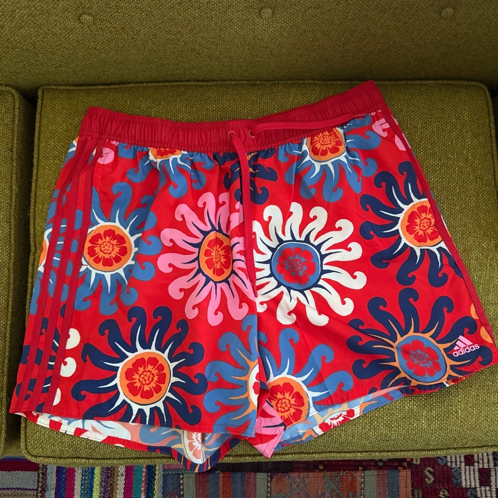 Adidas Men's Red and Blue Athletic Shorts